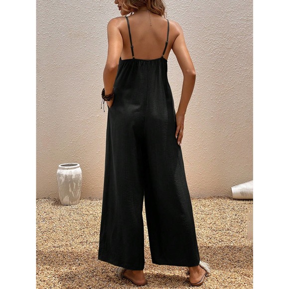 Boho Cami Jumpsuit with pockets black - Picture 2 of 10